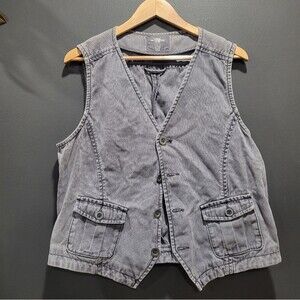 L.O.G.G. H&M Gray DENIM VEST ACID WASH GORPCORE SZ L